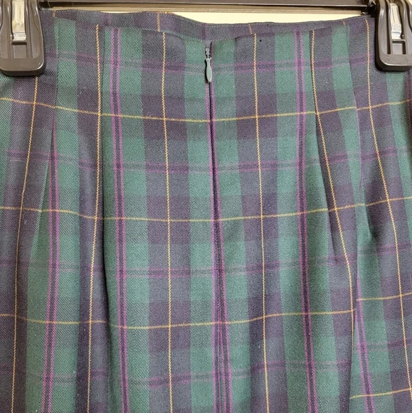 Ellen Tracy Wool Pencil Skirt Green Plaid - Picture 4 of 6